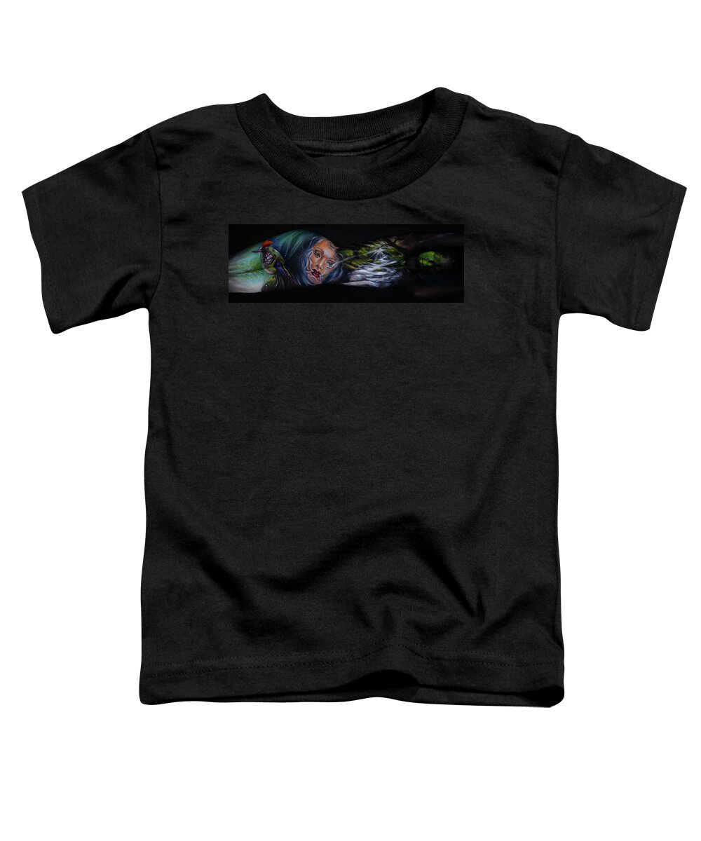 Bodypaint Toddler T-Shirt featuring the photograph Finally Above Water by Angela Rene Roberts and Cully Firmin