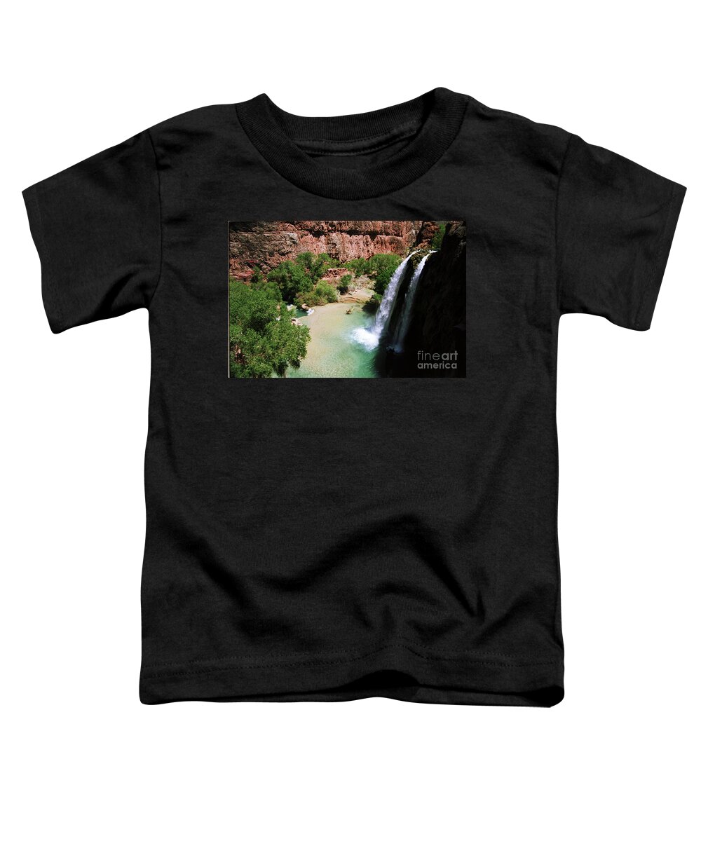 Havasupai Toddler T-Shirt featuring the photograph First View of Havasu Falls by Kathy McClure