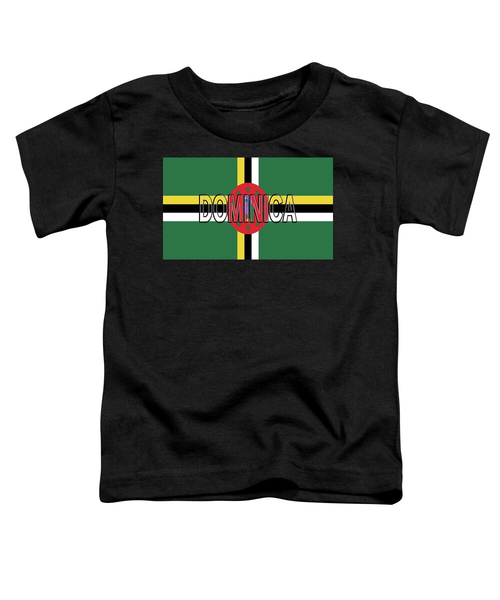 Dominica Toddler T-Shirt featuring the digital art Flag of Dominica Word by Roy Pedersen