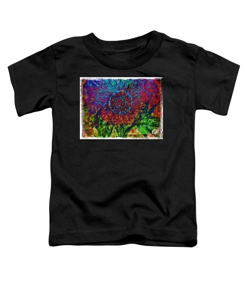 Flower Toddler T-Shirt featuring the painting Flower of life sunflower by Christine Paris