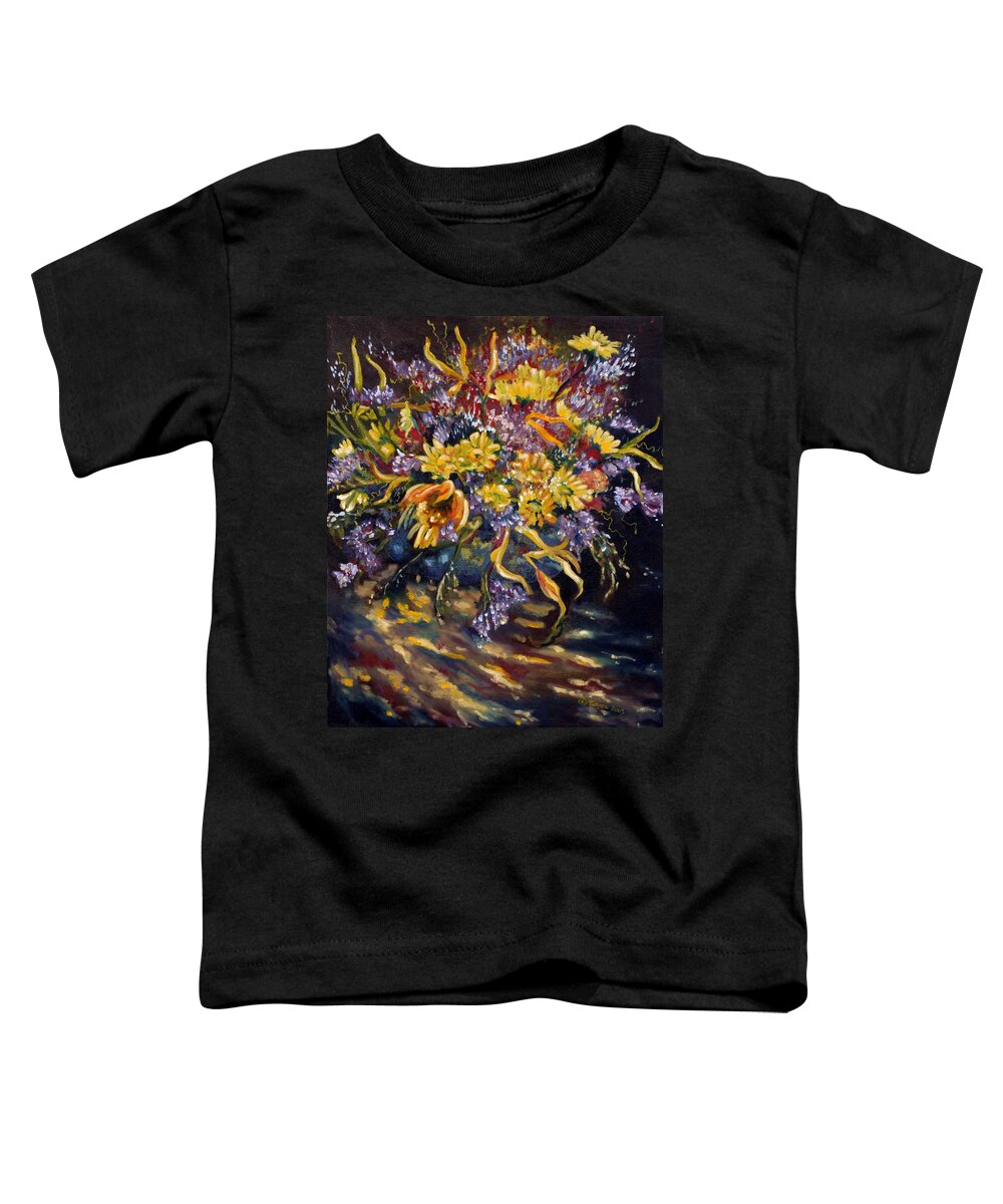 Oil Painting Toddler T-Shirt featuring the painting Flowers in Blue Dish by Tamara Kulish
