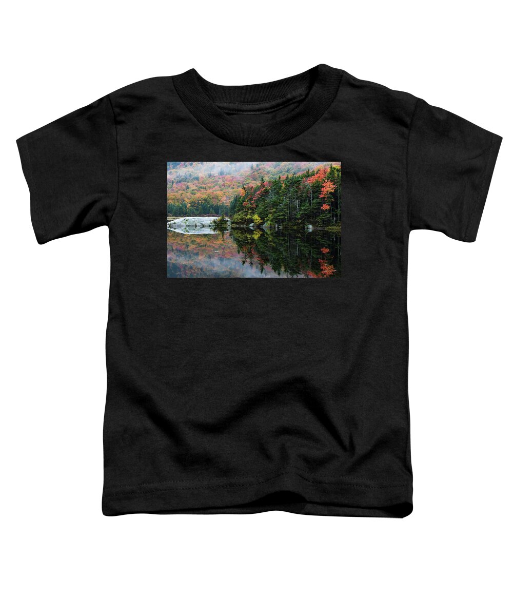 #jefffolger Toddler T-Shirt featuring the photograph Foggy foliage morning Kinsman Notch by Jeff Folger