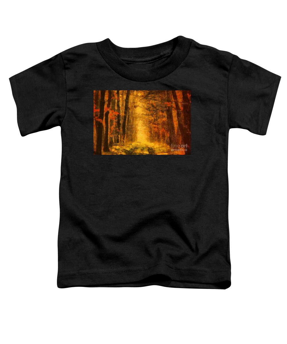 Painting Toddler T-Shirt featuring the painting Forest Leaves by Dimitar Hristov