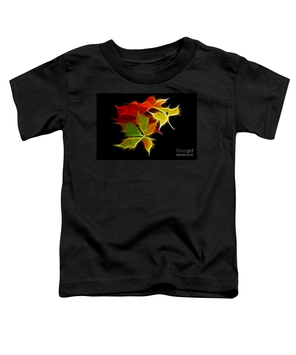 Fall Toddler T-Shirt featuring the digital art Fractal Leaves by Teresa Zieba