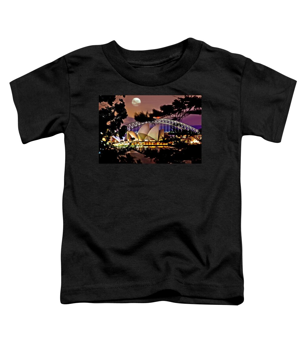 Sydney Toddler T-Shirt featuring the photograph Full Moon Above by Az Jackson