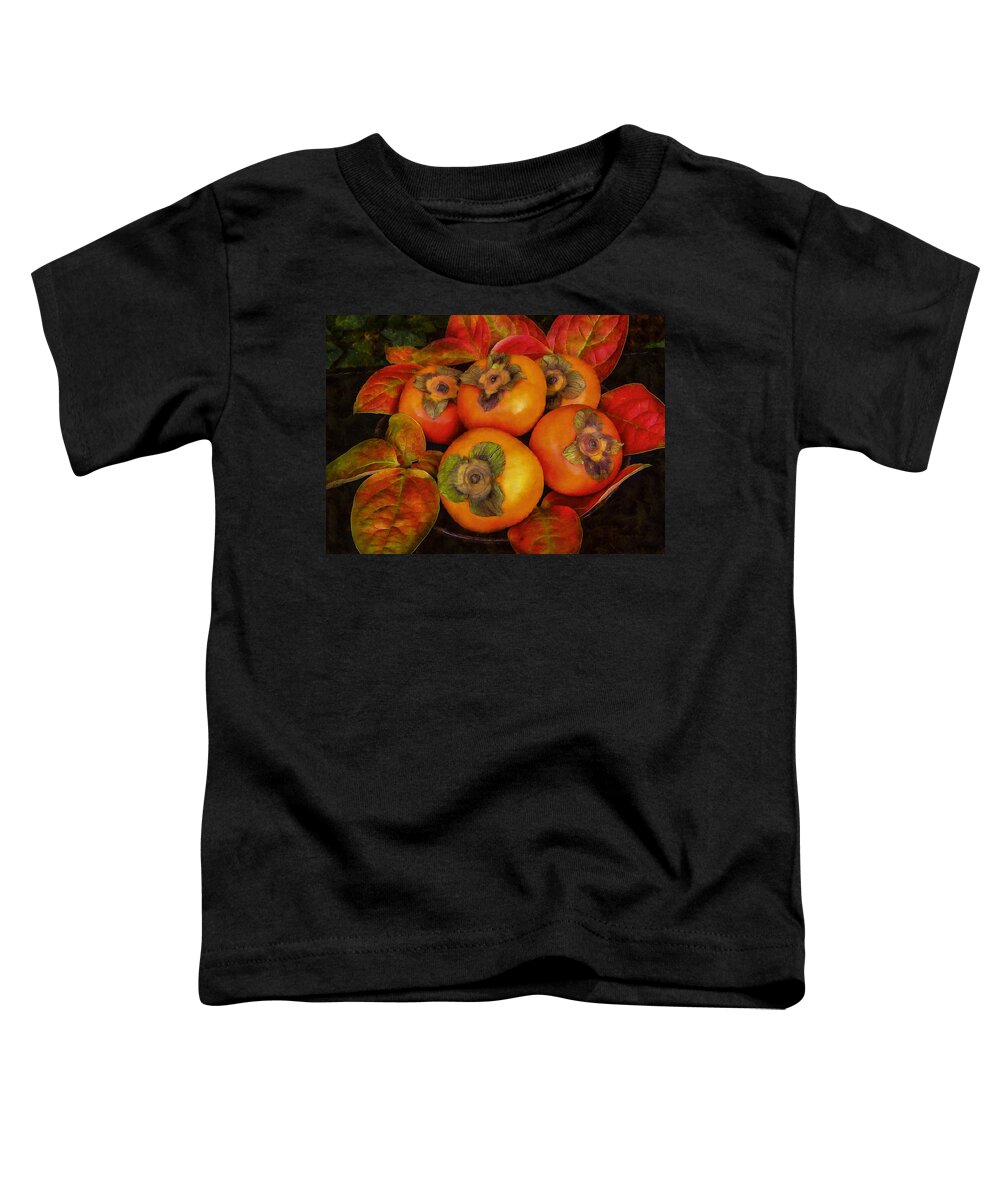 Photopainting Toddler T-Shirt featuring the photograph Fuyu Persimmons by Brian Tada