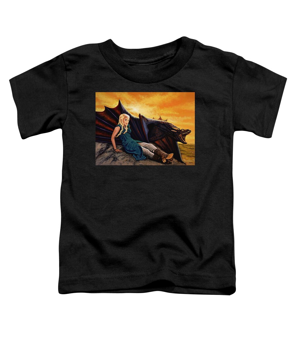 Daenerys Toddler T-Shirt featuring the painting Game Of Thrones Painting by Paul Meijering