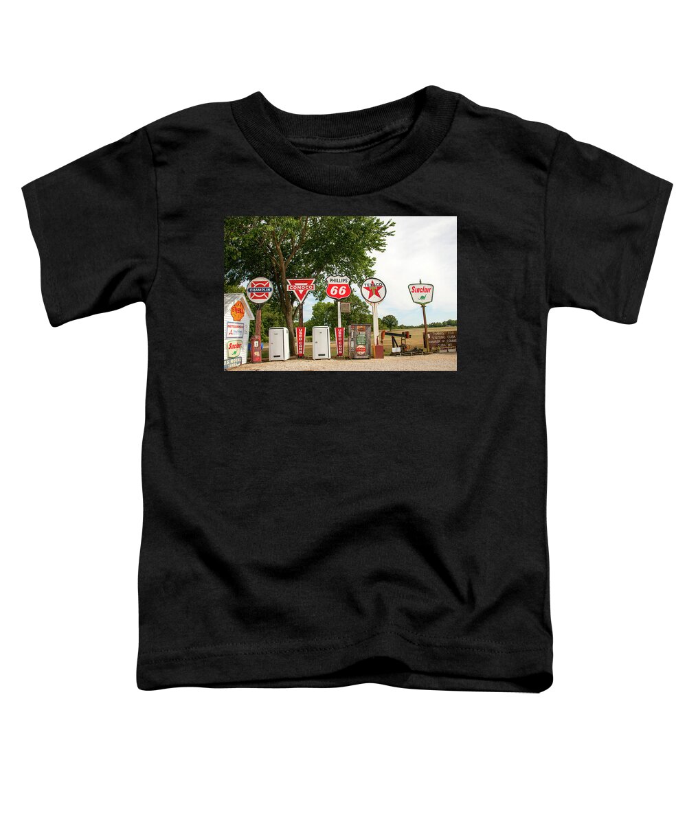 Missouri Toddler T-Shirt featuring the photograph Gas Signage by Steve Stuller