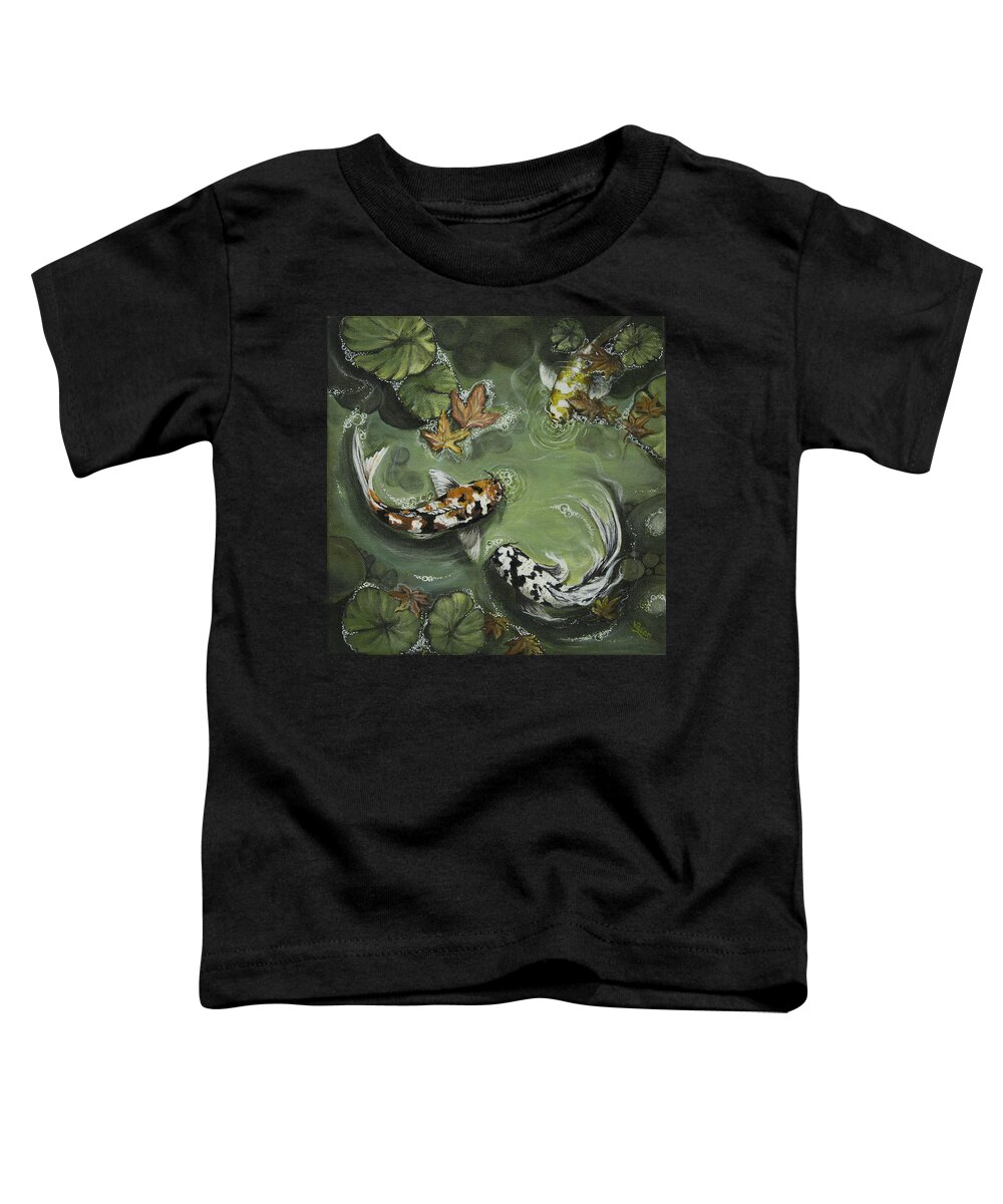 Koi Pond Toddler T-Shirt featuring the painting Gathering In Light, Re-make by Vivian Casey Fine Art
