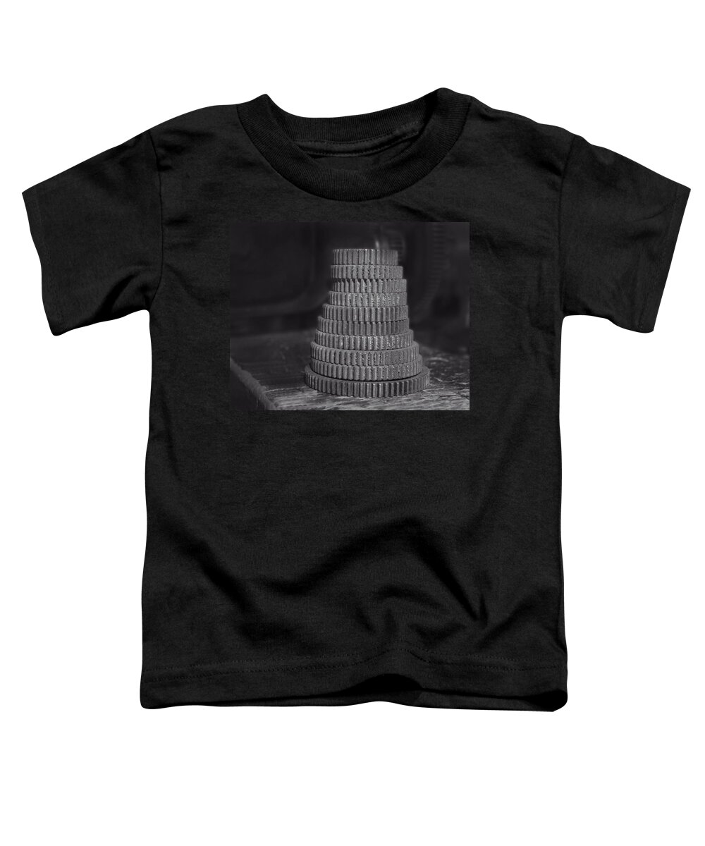 Gears Toddler T-Shirt featuring the photograph Black and White Gears by Maggy Marsh