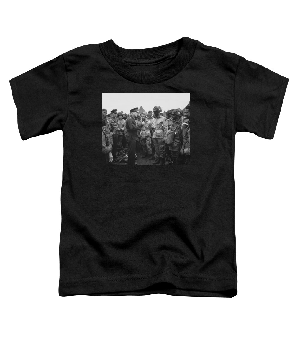 101st Airborne Division Toddler T-Shirt featuring the photograph General Eisenhower on D-Day by War Is Hell Store