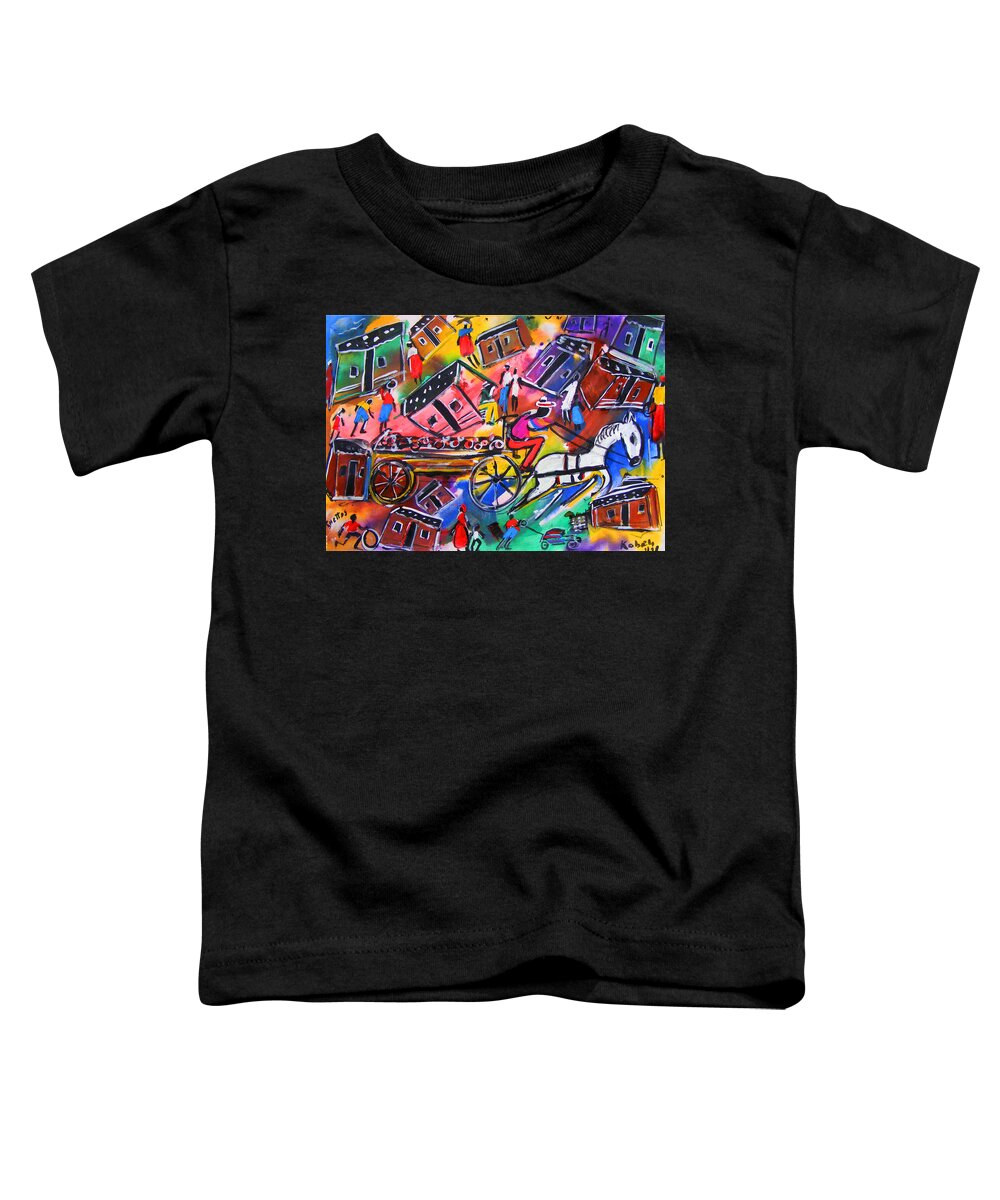 Soweto Gold Collection Toddler T-Shirt featuring the painting Ghettos by Eli Kobeli