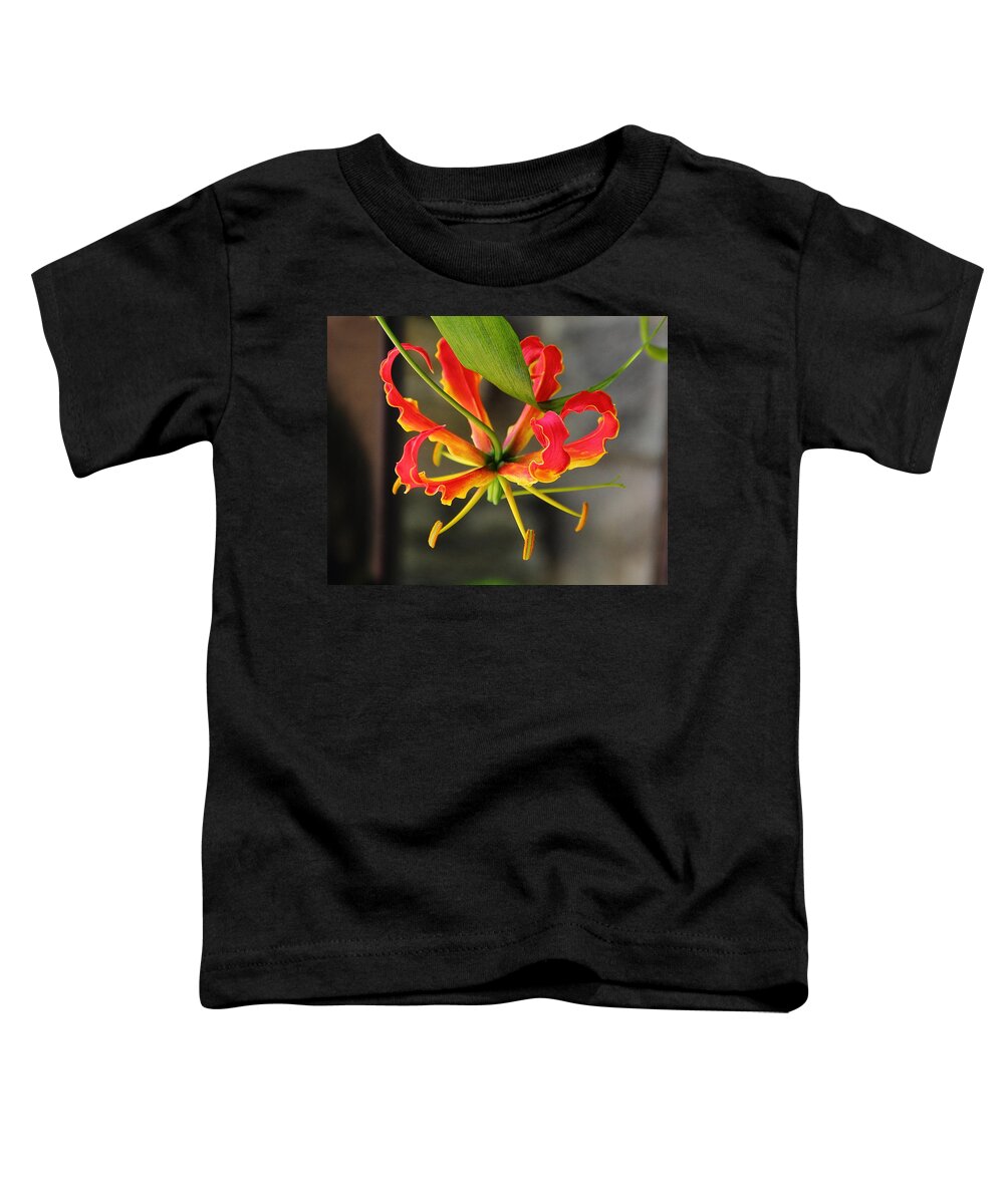 Flower Toddler T-Shirt featuring the photograph Gloriosa Lily by Allen Nice-Webb