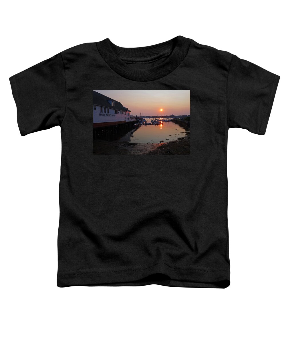 Gloucester Toddler T-Shirt featuring the photograph Gloucester Harbor Beacon Marine Basin by Toby McGuire