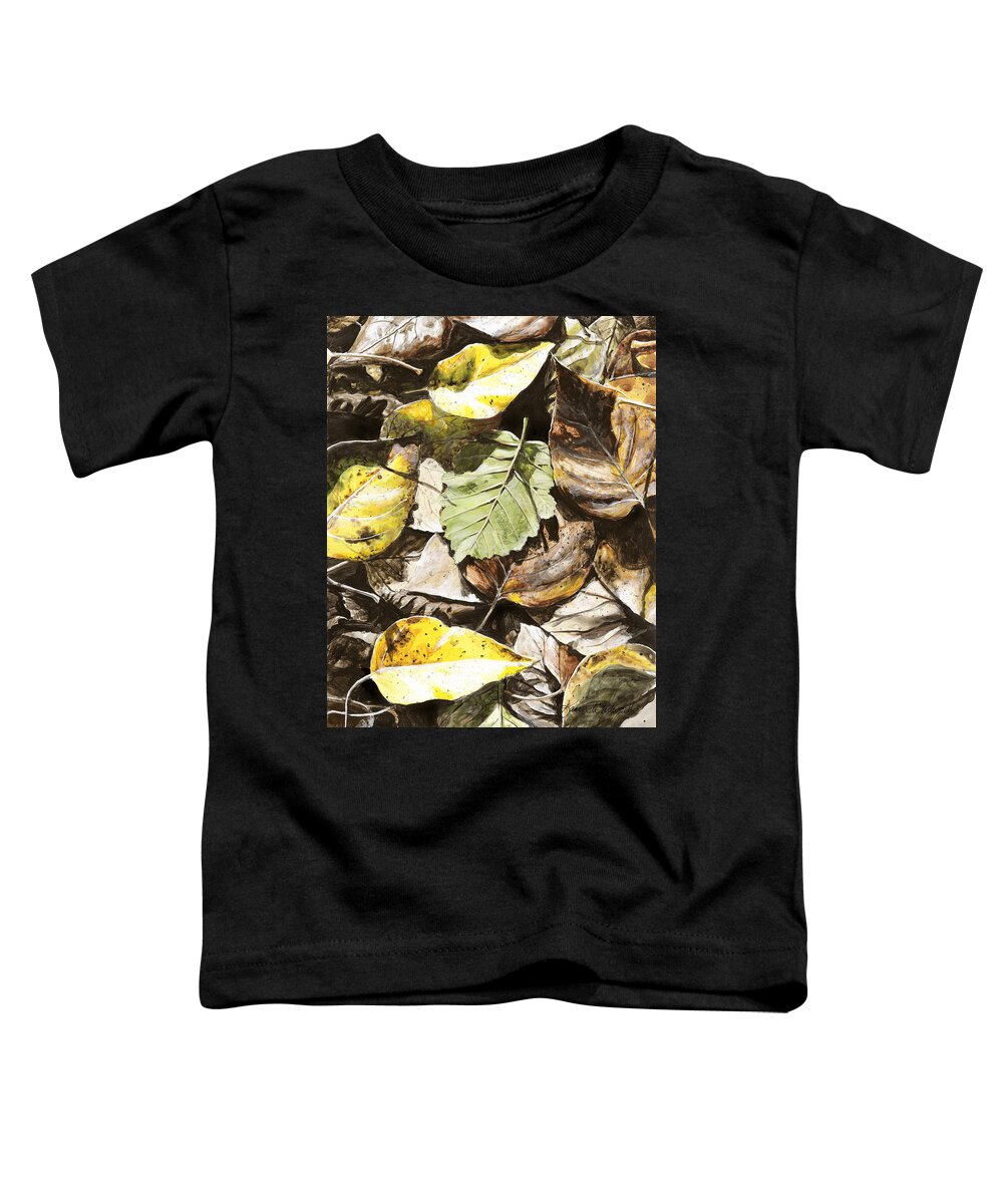 Realism Toddler T-Shirt featuring the painting Golden Autumn - Talkeetna Leaves by K Whitworth