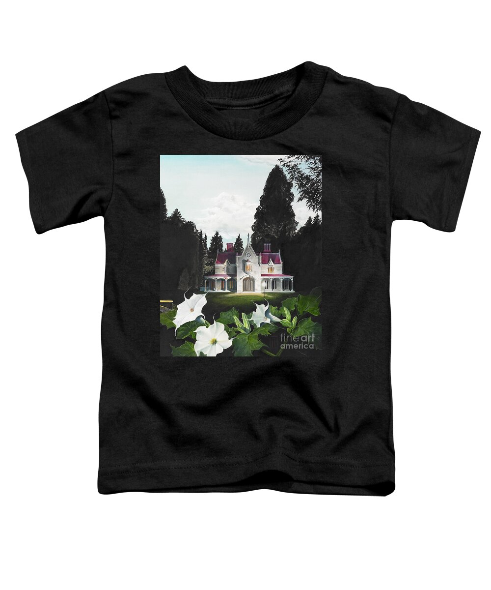 Fantasy Toddler T-Shirt featuring the painting Gothic Country House detail from Night Bridge by Melissa A Benson