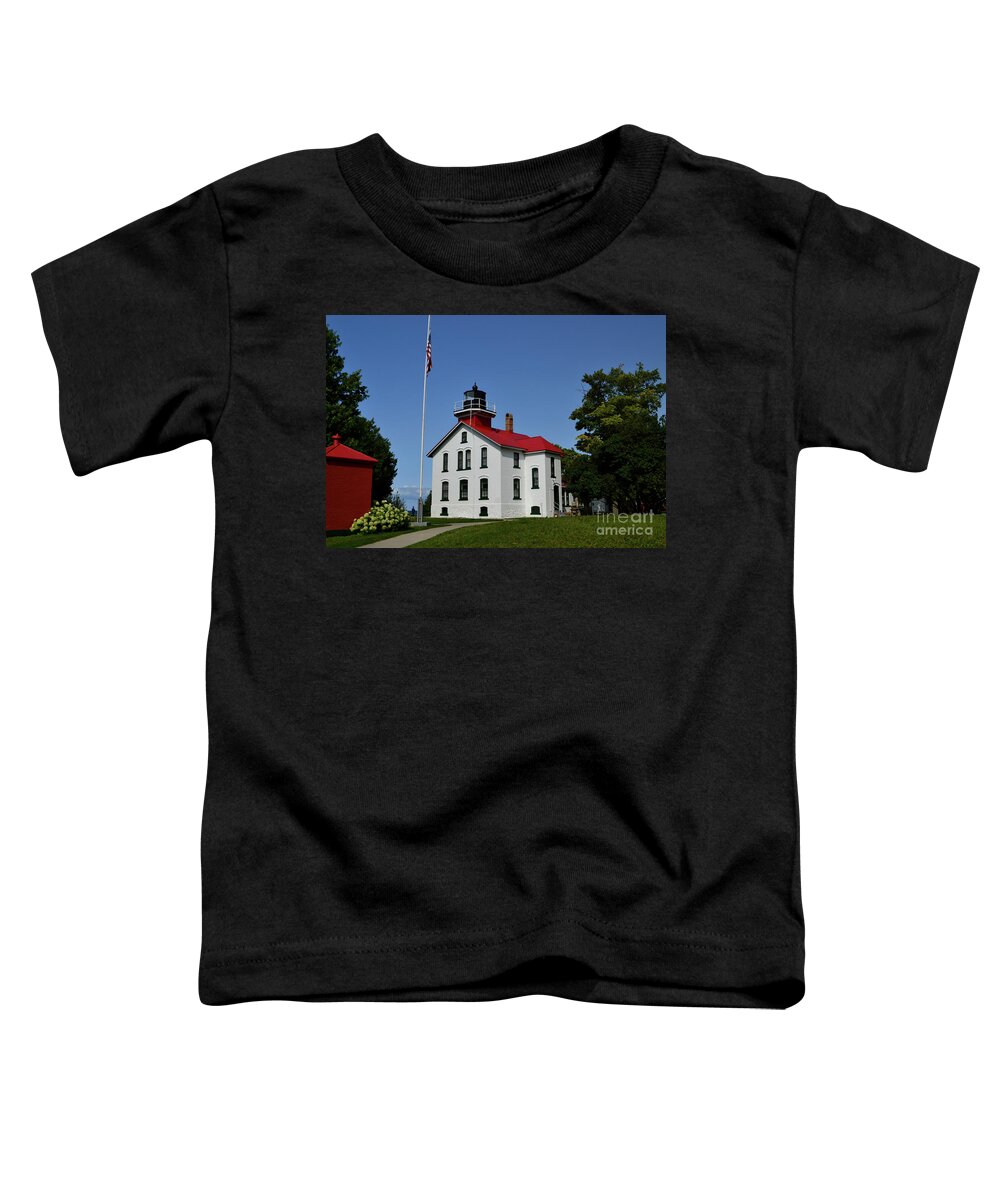 Lighthouse Toddler T-Shirt featuring the photograph Grand Traverse Lighthouse by Amy Lucid