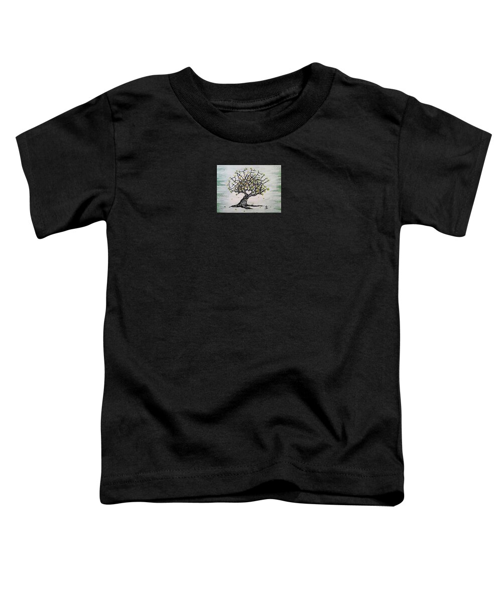 Grateful Toddler T-Shirt featuring the drawing Grateful Love Tree by Aaron Bombalicki