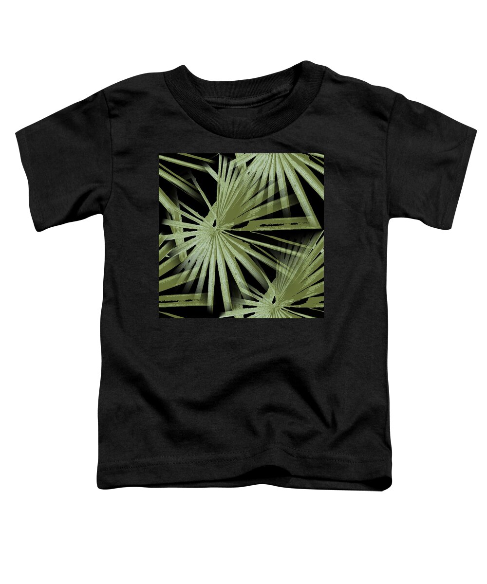 Black Toddler T-Shirt featuring the painting Green On Black Tropical Vibes Beach Palmtree Vector by Taiche Acrylic Art