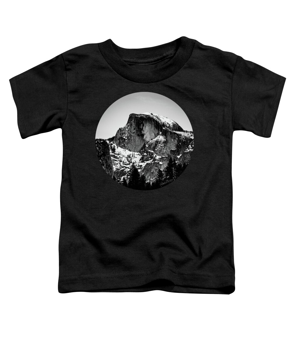 Landscape Toddler T-Shirt featuring the photograph Half Dome Aglow, Black and White by Adam Morsa