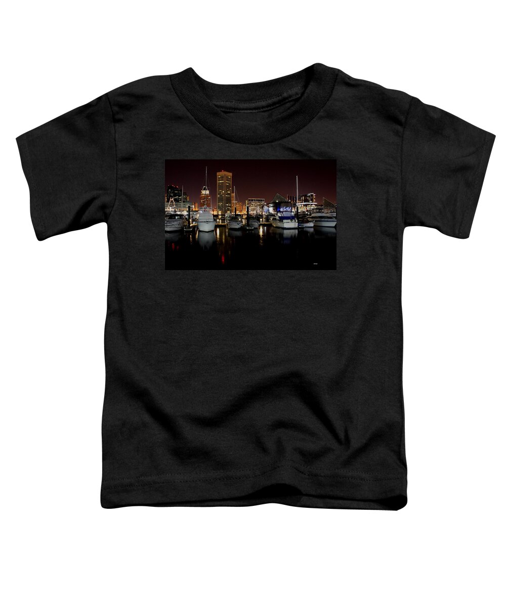 Harbor Toddler T-Shirt featuring the photograph Harbor Nights - Trade Center in Focus by Ronald Reid