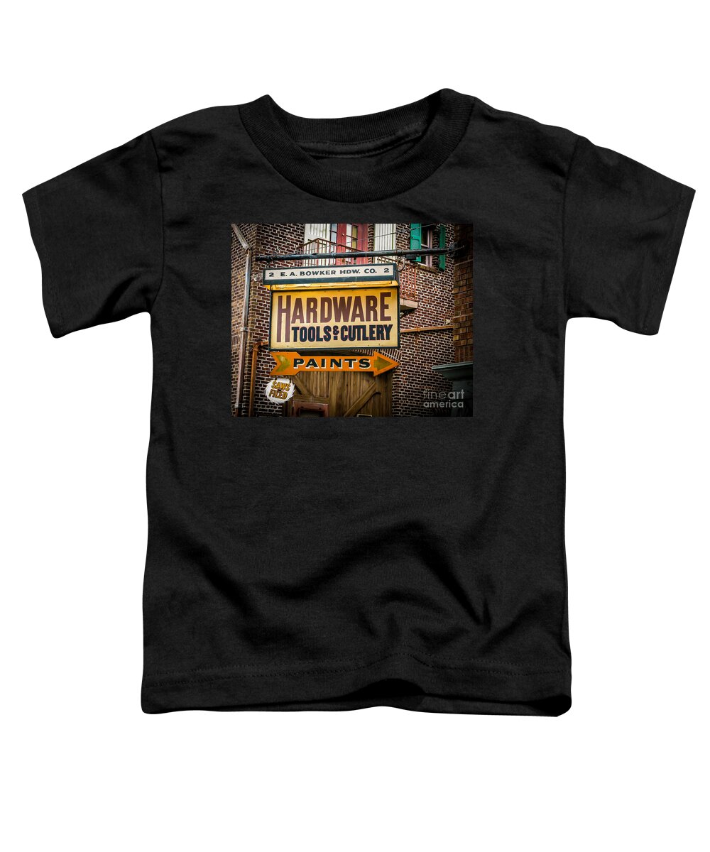 Sign Toddler T-Shirt featuring the photograph Hardware by Perry Webster