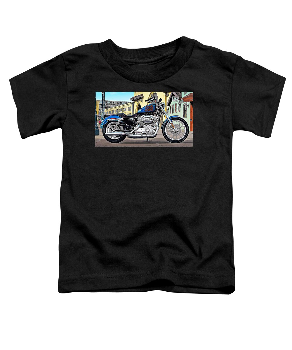 Harley Davidson Toddler T-Shirt featuring the mixed media Harley by Marvin Blaine