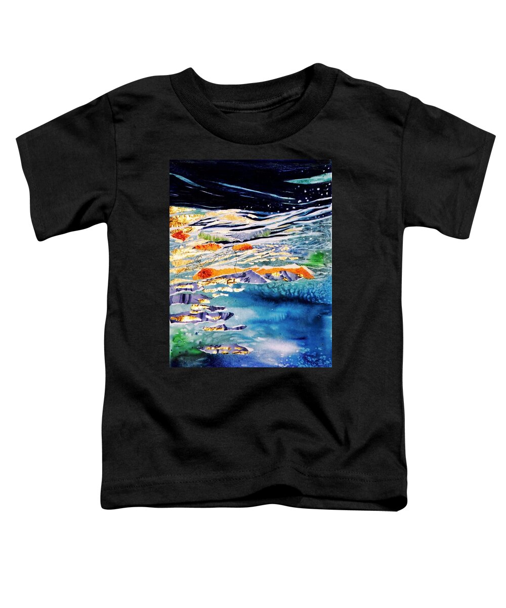 Abstract Toddler T-Shirt featuring the painting Harmony in Blue and Gold by Trudi Doyle
