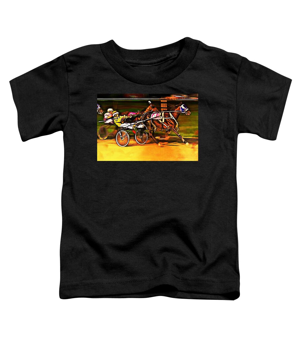 Harness Racing Toddler T-Shirt featuring the mixed media Harness Race #2 by Tatiana Travelways
