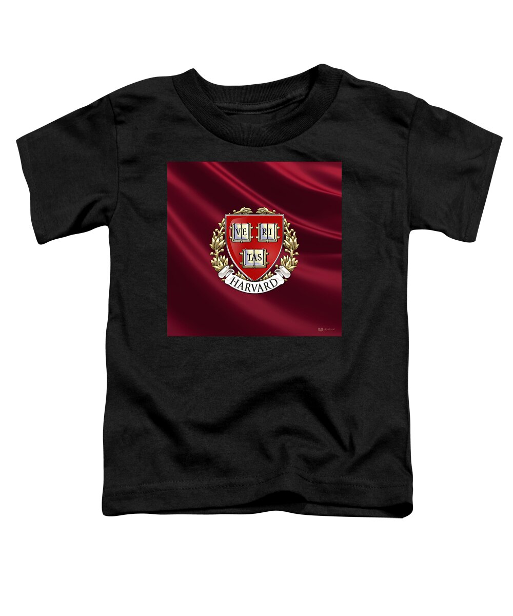 Universities Toddler T-Shirt featuring the photograph Harvard University Seal Over Colors by Serge Averbukh