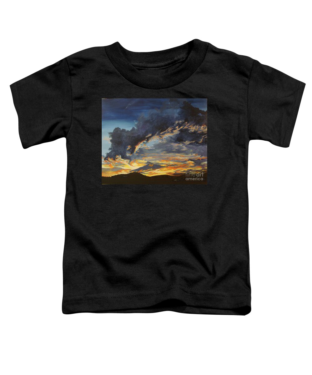 Sunset Toddler T-Shirt featuring the painting Hawcreek 7.11 by Stuart Engel
