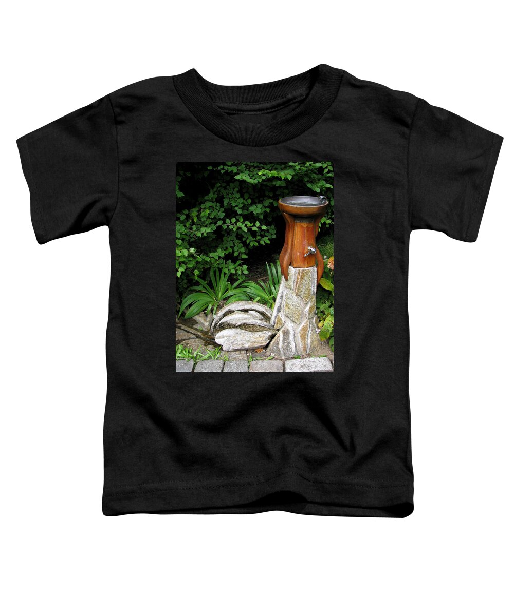 Foliage Toddler T-Shirt featuring the photograph Hen Fountain by Deborah Crew-Johnson