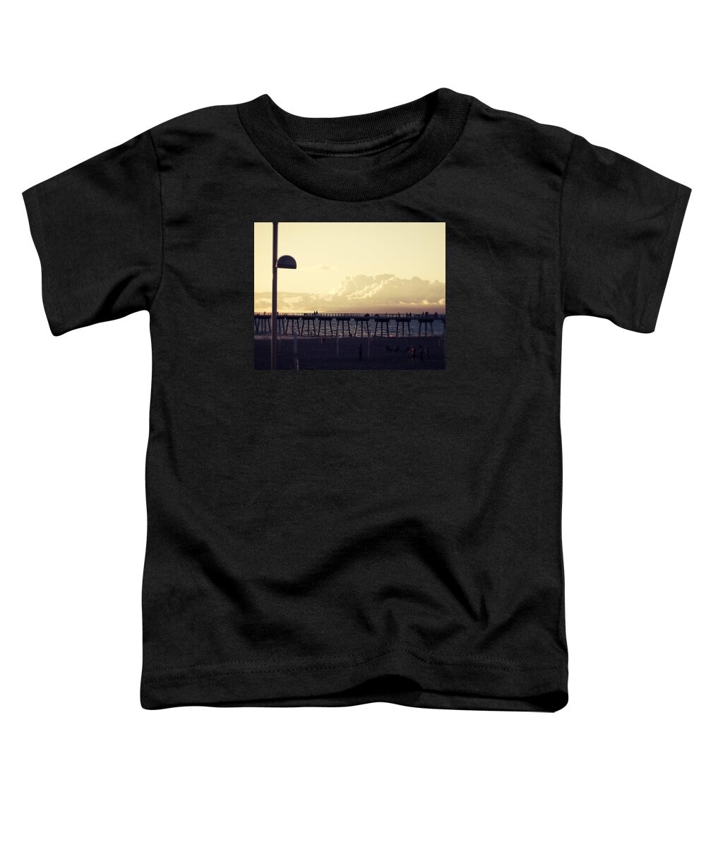 Hermosa Beach Toddler T-Shirt featuring the photograph Hermosa Beach Pier At Sunset by Phil Perkins
