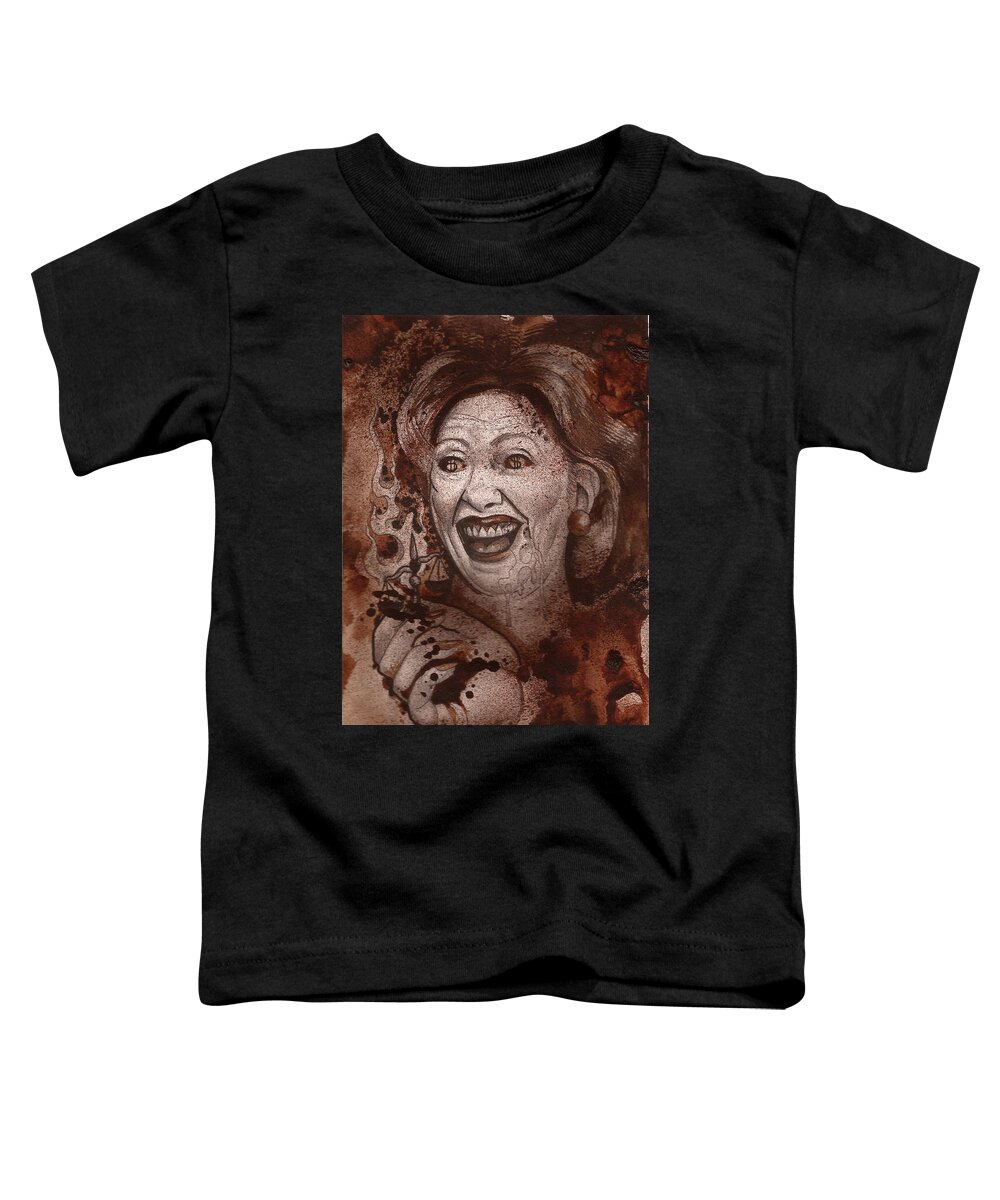 Ryan Almighty Toddler T-Shirt featuring the painting Hillary Clinton by Ryan Almighty