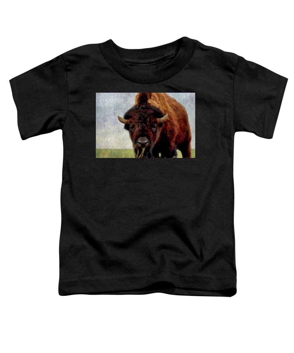 American Bison Toddler T-Shirt featuring the digital art Home on the range 2 by Ernest Echols