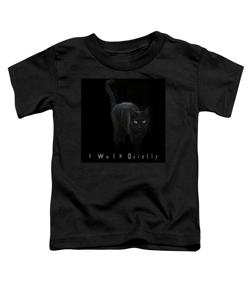 Blackcat Toddler T-Shirt featuring the digital art I Walk Quietly by April Burton