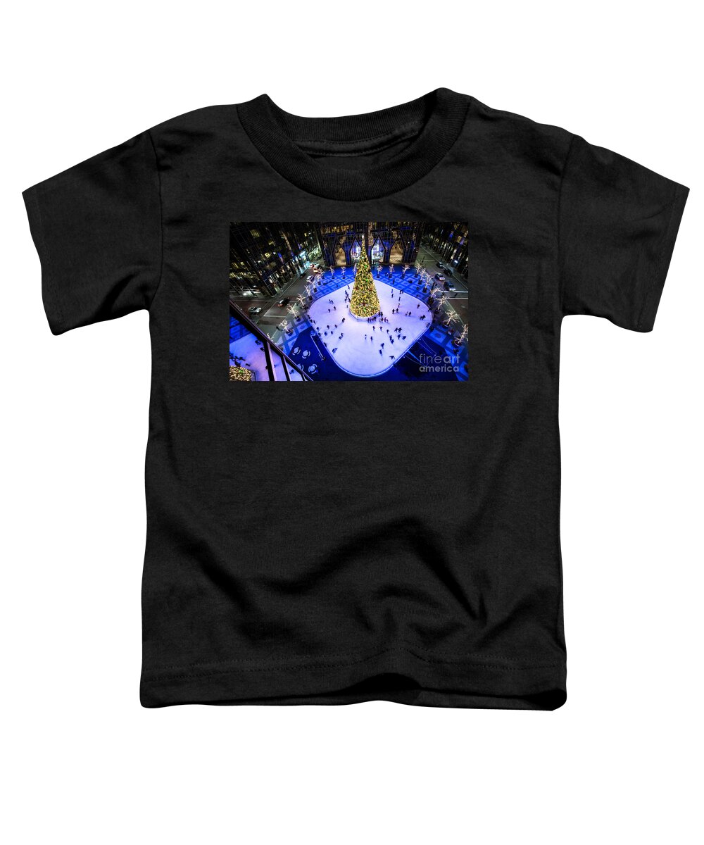 Christmas Toddler T-Shirt featuring the photograph Ice Skating Rink PPG Place by Amy Cicconi