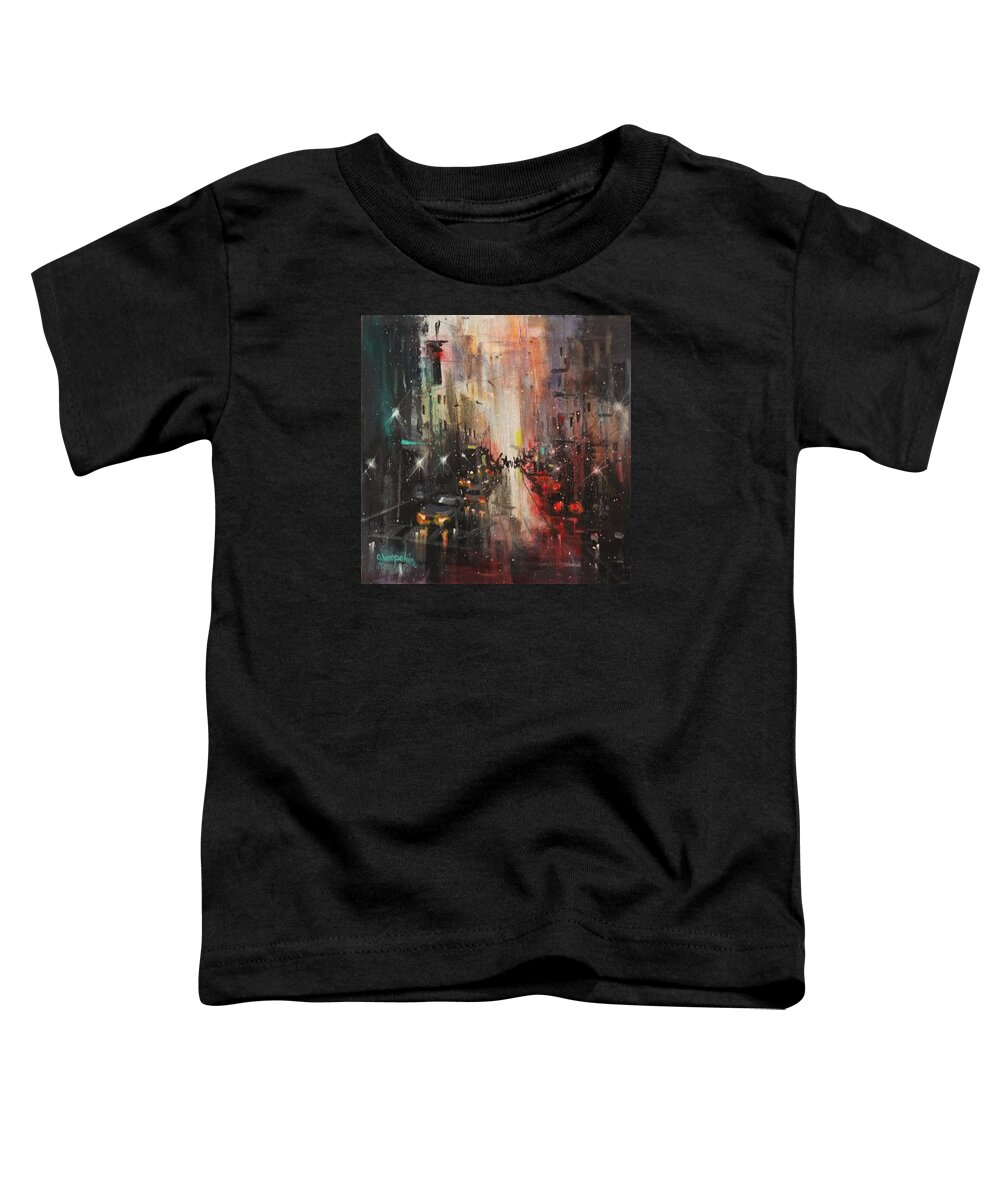Night City Paintings Toddler T-Shirt featuring the painting In The City by Tom Shropshire
