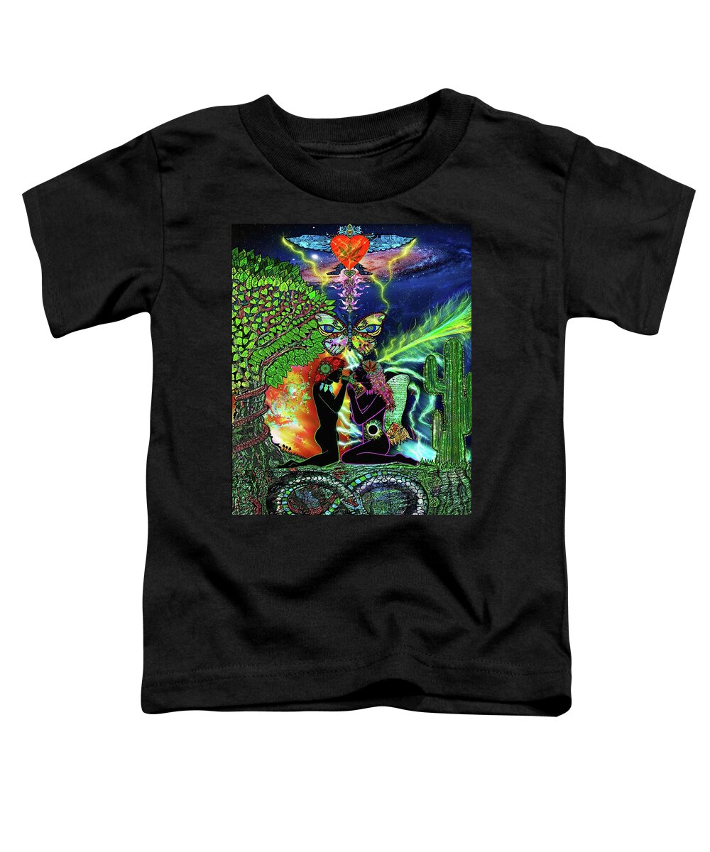Visionary Art Toddler T-Shirt featuring the mixed media Interdimensional Amor by Myztico Campo