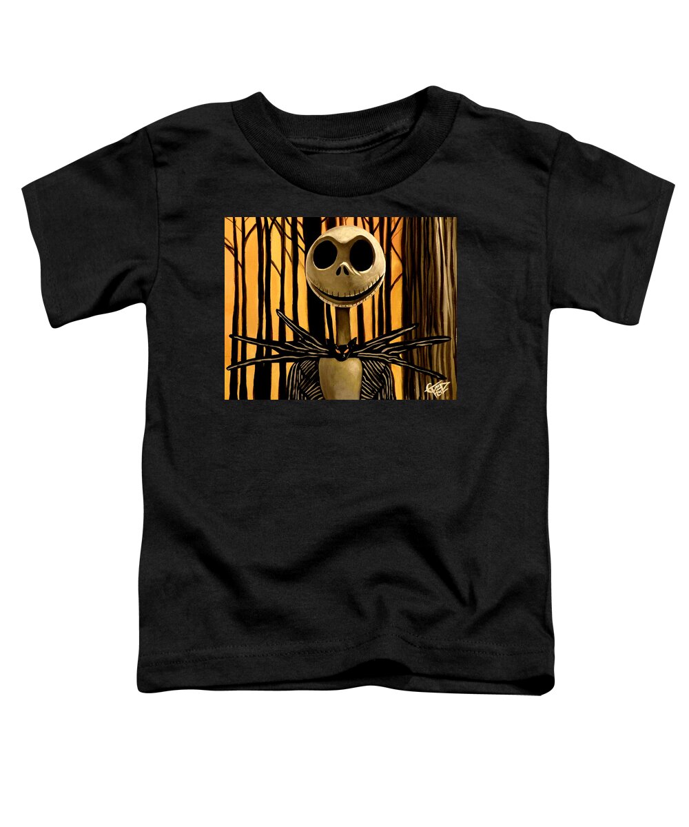 Nightmare Before Christmas Toddler T-Shirt featuring the painting Jack Skelington by Tom Carlton