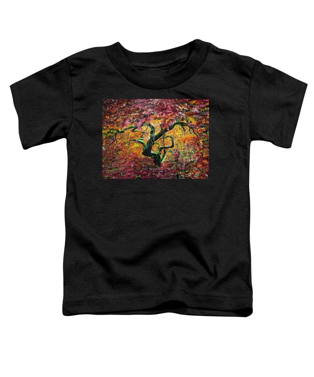 Landscape Toddler T-Shirt featuring the painting Japanese Maple Canopy by Terry R MacDonald