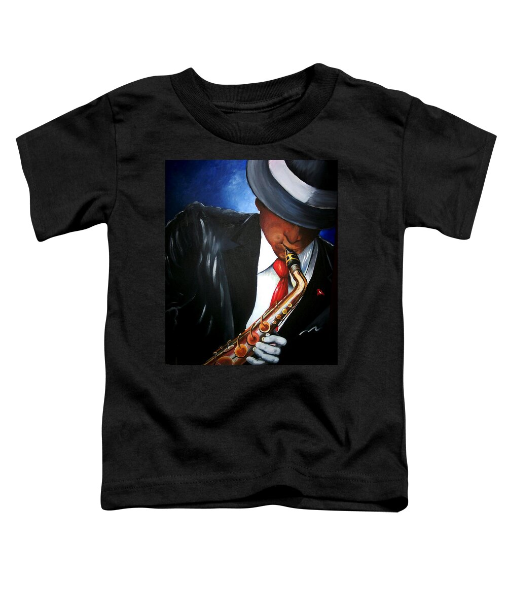 Jazz Toddler T-Shirt featuring the painting Jazz Man by Arthur Covington