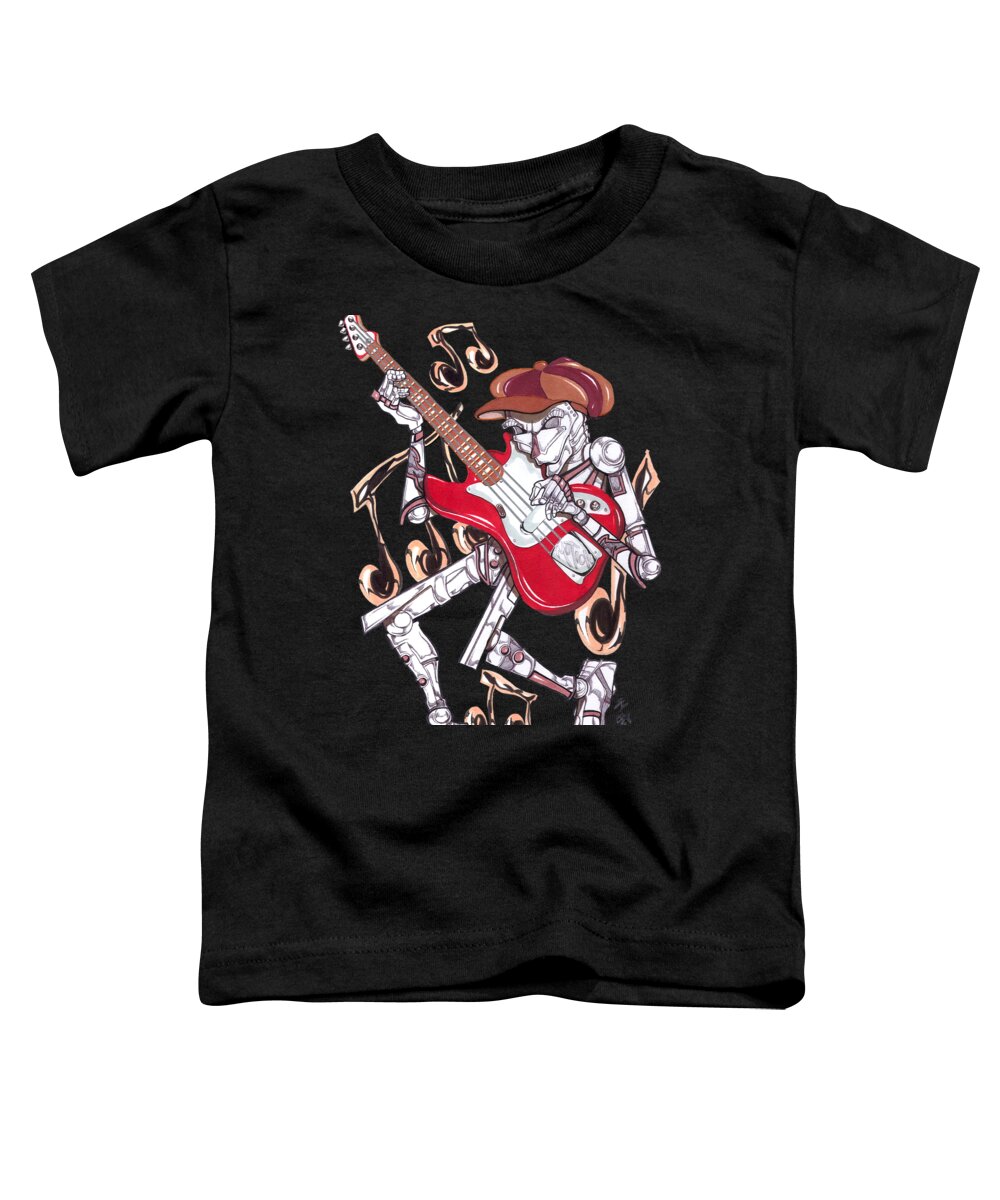 Robots Toddler T-Shirt featuring the mixed media Jazzmen Bass Player by Demitrius Motion Bullock