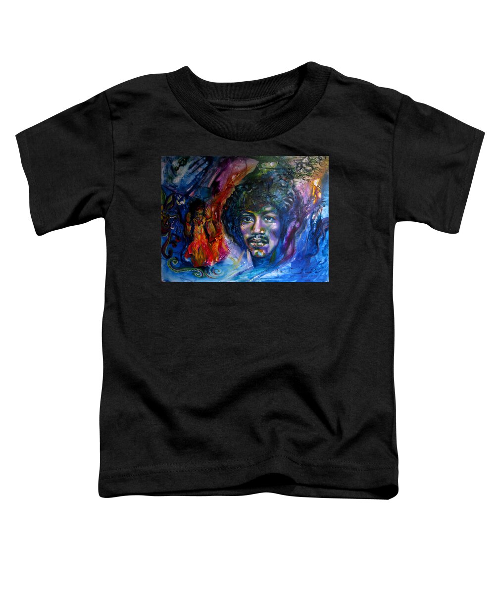 Mask Toddler T-Shirt featuring the painting Jimi Hendrix by Sofanya White
