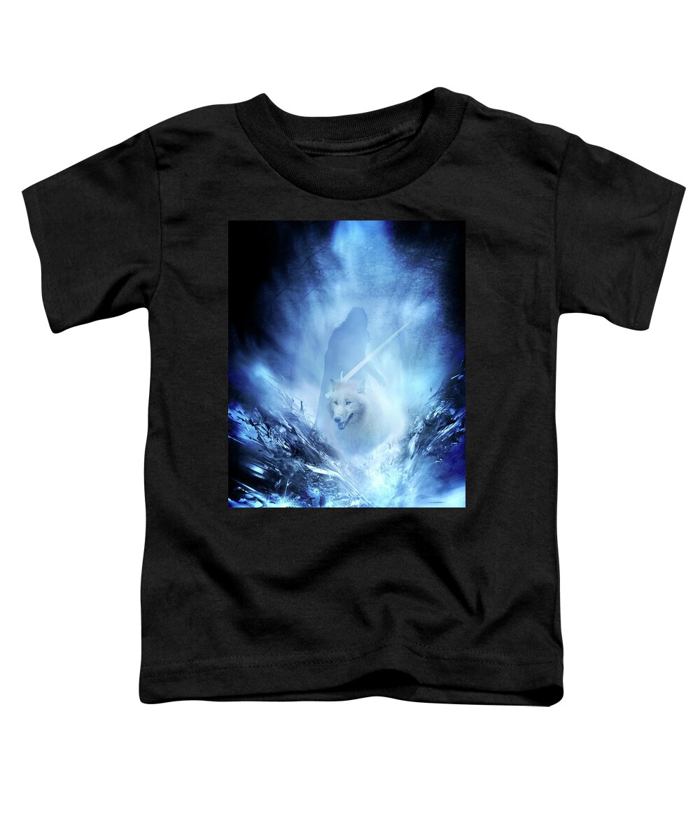 Jon Snow And Ghost Toddler T-Shirt featuring the digital art Jon Snow and Ghost - Game of Thrones by Lilia D