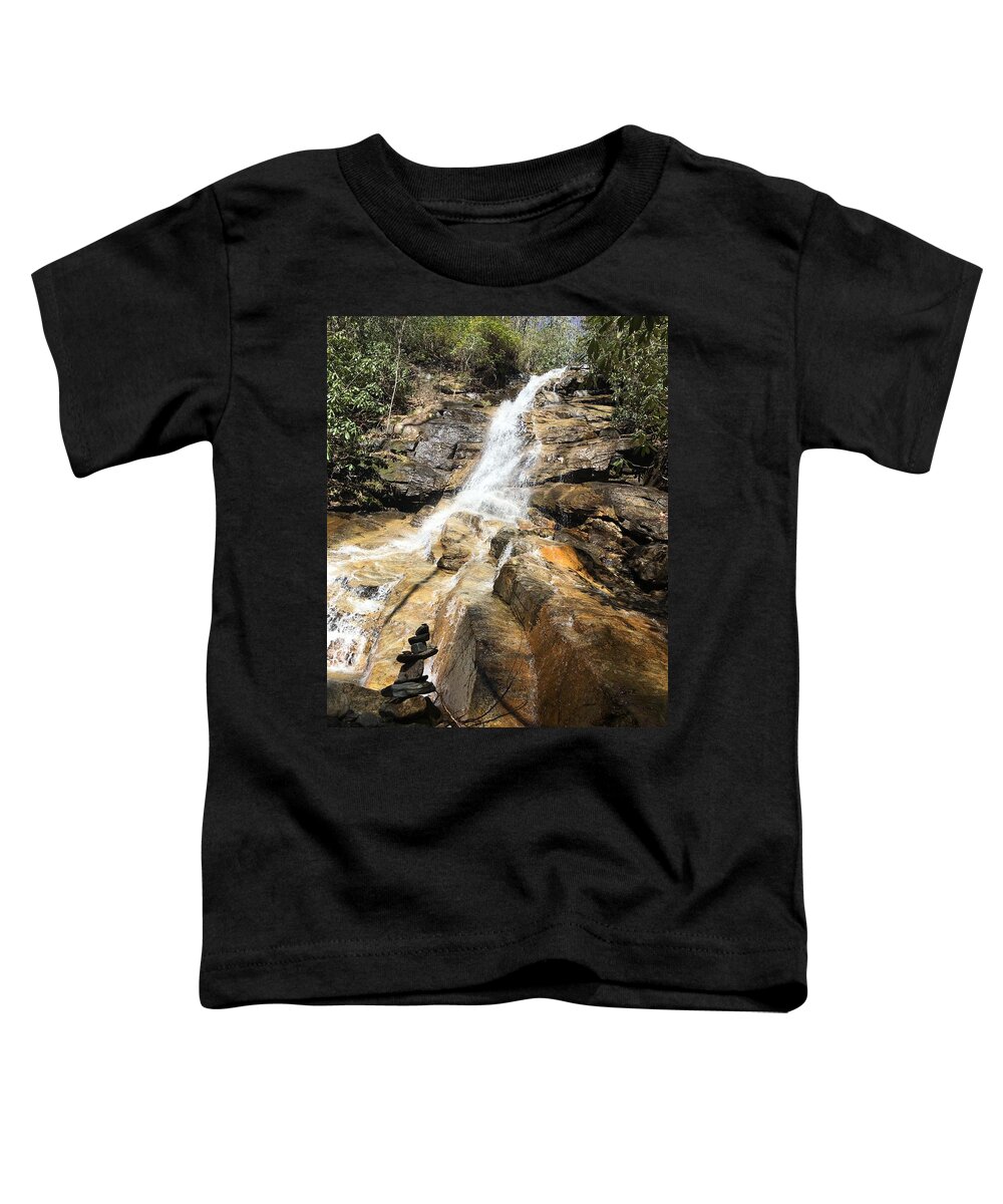 Kelly Hazel Toddler T-Shirt featuring the photograph Jones Gap Falls and Monument by Kelly Hazel