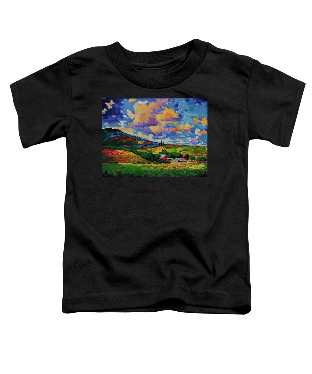 Farmstead Toddler T-Shirt featuring the painting Kettle Mountain Farmstead by Gregg Caudell
