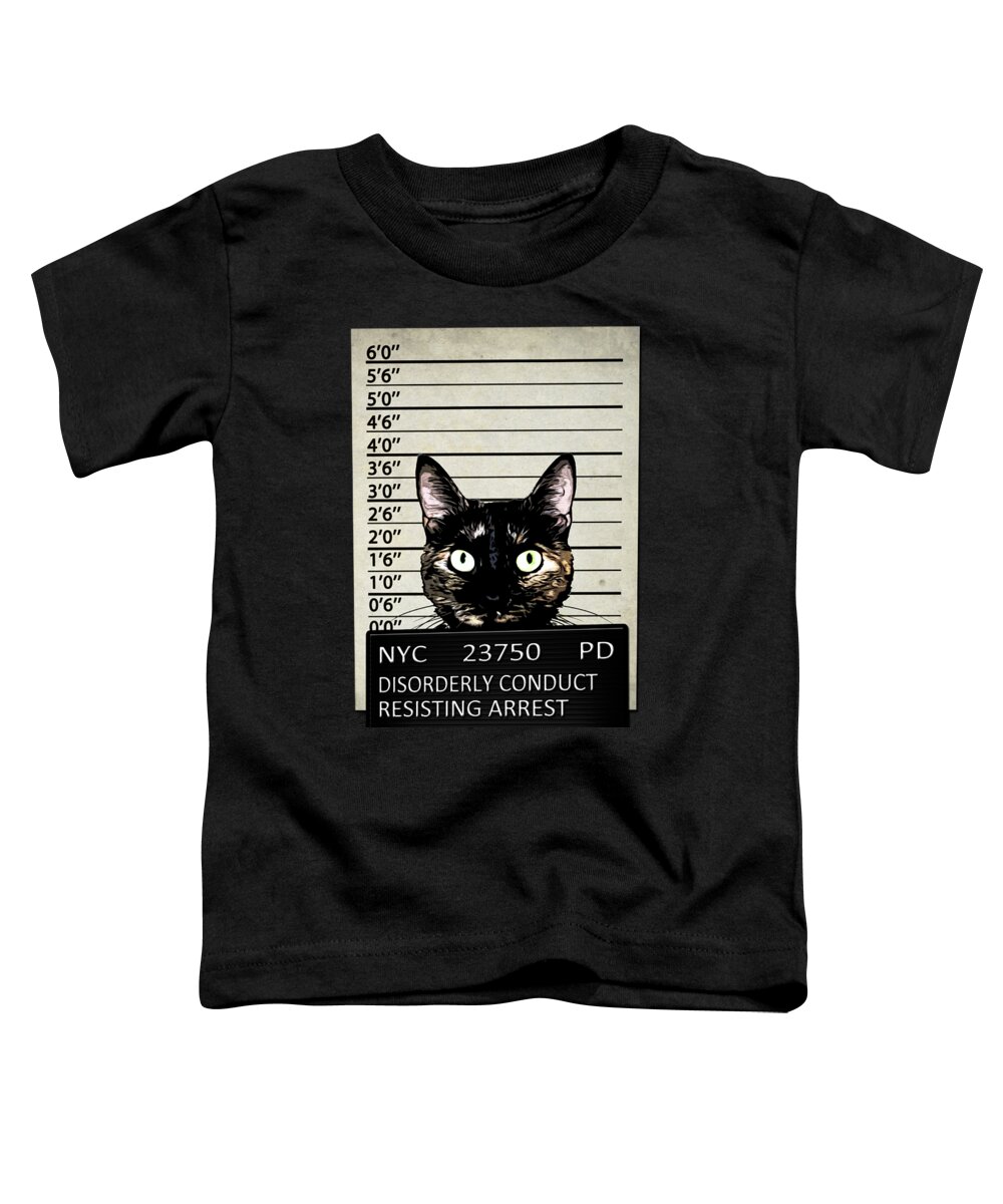Cat Toddler T-Shirt featuring the mixed media Kitty Mugshot by Nicklas Gustafsson