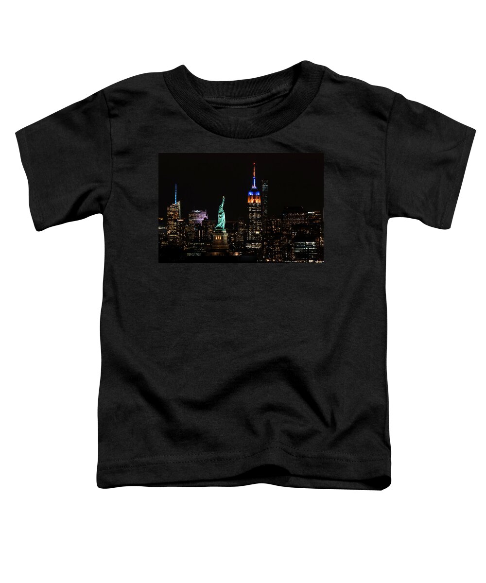 Lady Liberty Toddler T-Shirt featuring the photograph Lady Liberty and the Empire by Ryan Smith
