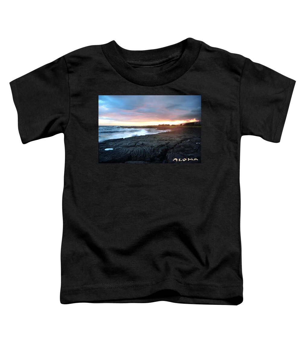 Aloha Toddler T-Shirt featuring the photograph Lava Field Sunset Big Island Hawaii by Lawrence Knutsson